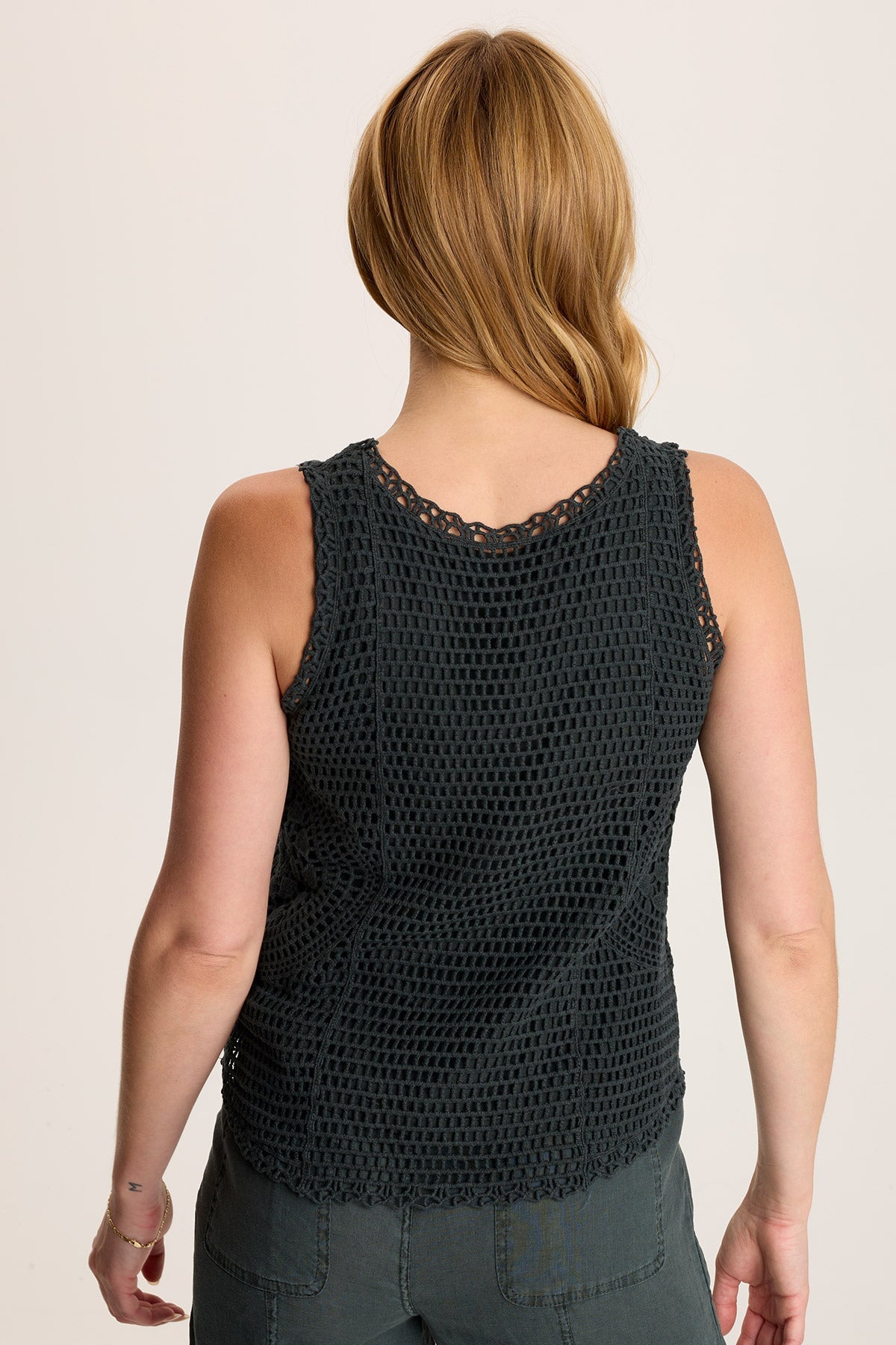 Grazie Crochet Tank – Layered Look with Textured Detail Silken Pine Pigment - XCVI