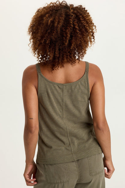 Faizon Tencel Twill Adjustable Buckle Straps Tank English Moss - XCVI