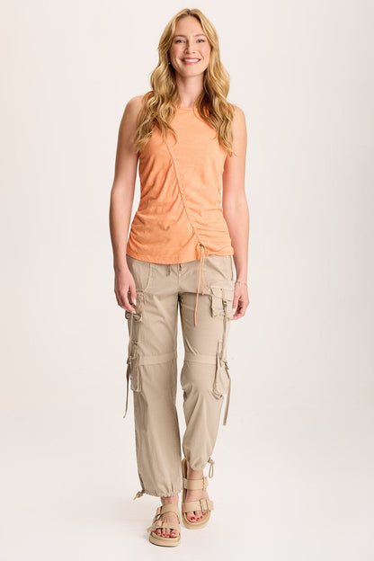 Sherwin Scoop Neck Cinchable Tank Peach Mimosa - XCVI