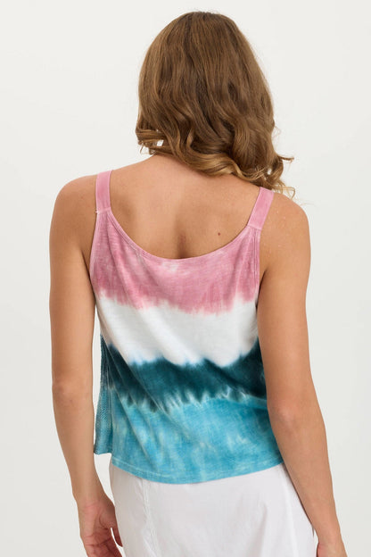 Hedley Lightweight Gauze + Soft Jersey Pleat Tank Aerial Wash Vintage - XCVI