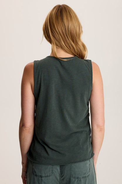 Mitzi Twill Cinched Cord Tank Silken Pine Pigment - XCVI
