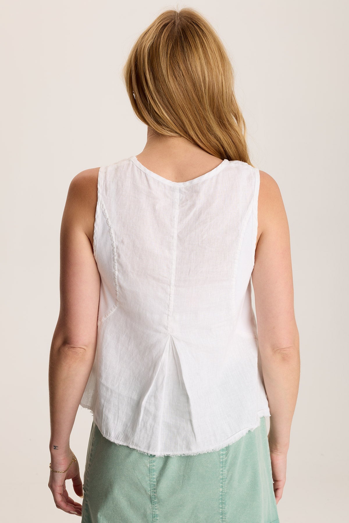 Estine Linen V-Neck Tank Top White - XCVI