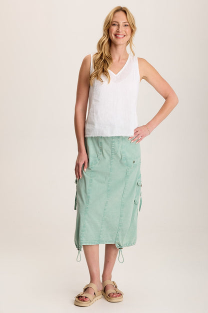 Estine Linen V-Neck Tank Top White - XCVI