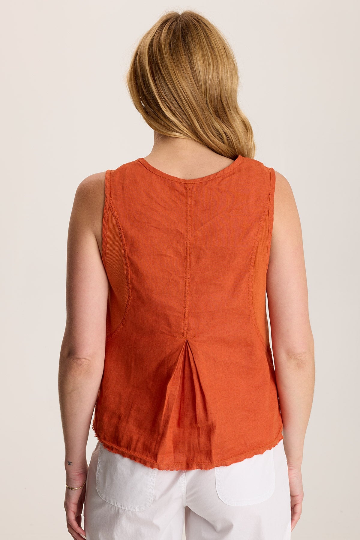 Estine Linen V-Neck Tank Top Oriole - XCVI