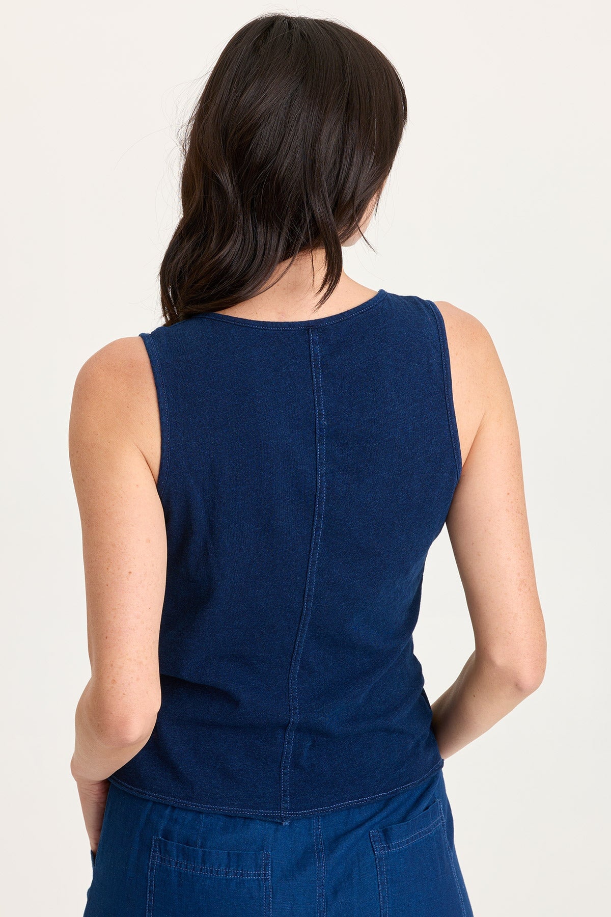 Cobie Printed Indigo Twill Cord-Cinch Tank Sluice Wash - XCVI