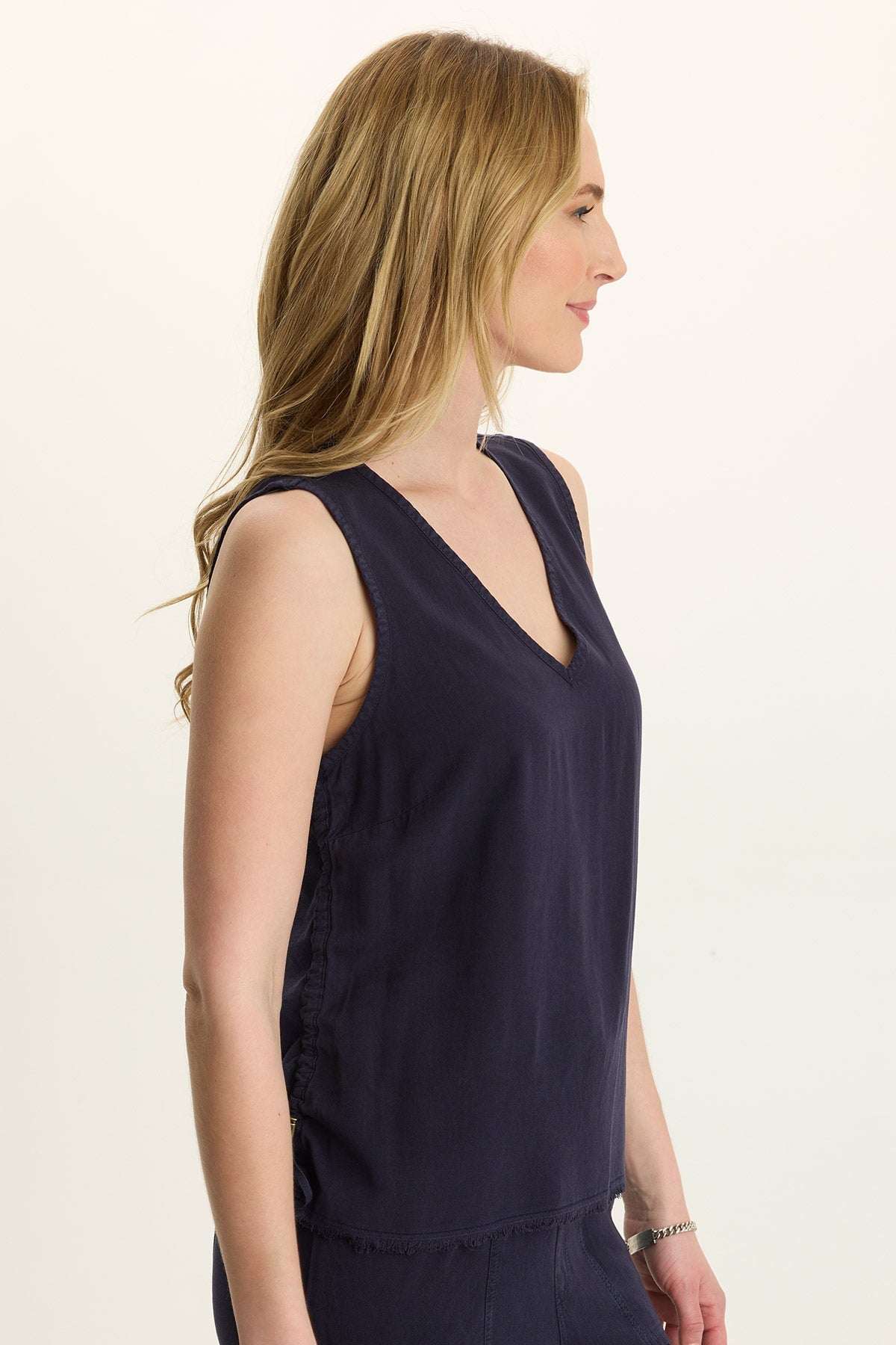 Wearables Ilieana Cinched Twill Tank Navy - XCVI