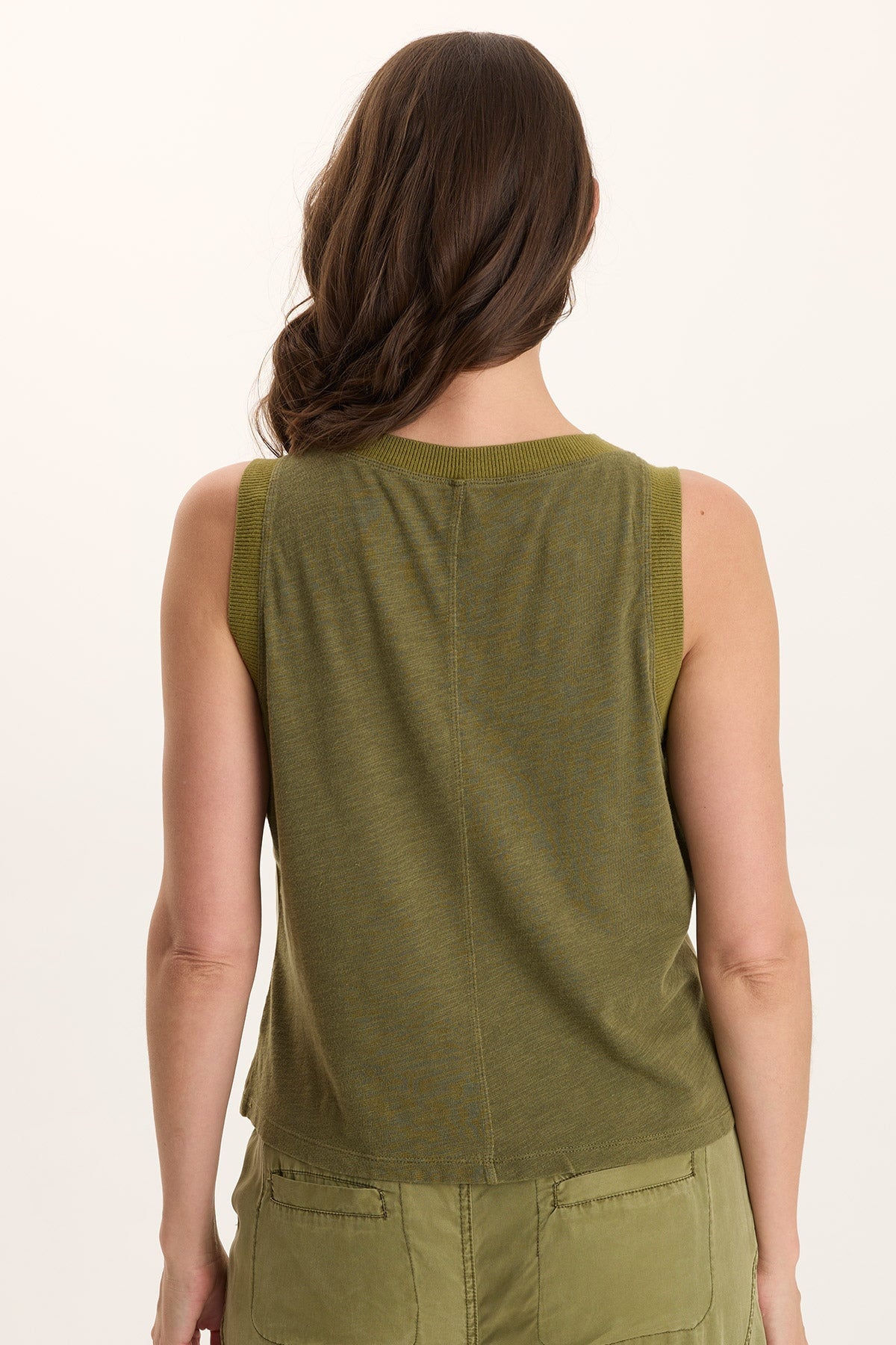 Embroidered Katrine Twill Novelty Tank Thicket Pigment - XCVI