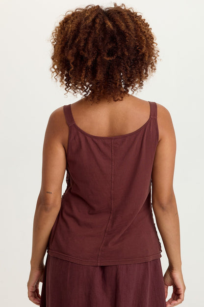 Shire Jersey-Lined 100% Cotton Crochet Tank Briar Wood - XCVI