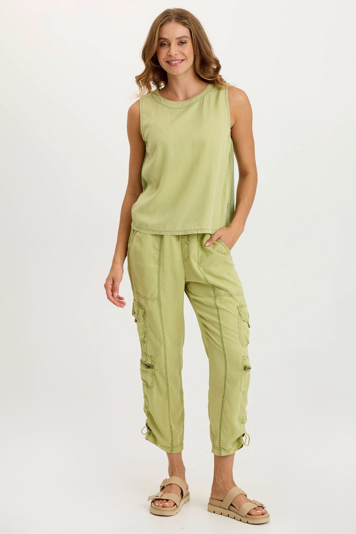 Massimo Twill + Jersey Essential Wide-Neck Tank Matsu Pigment - XCVI