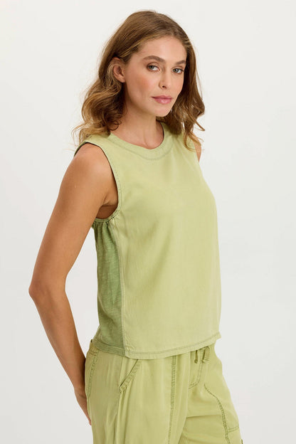 Massimo Twill + Jersey Essential Wide-Neck Tank Matsu Pigment - XCVI