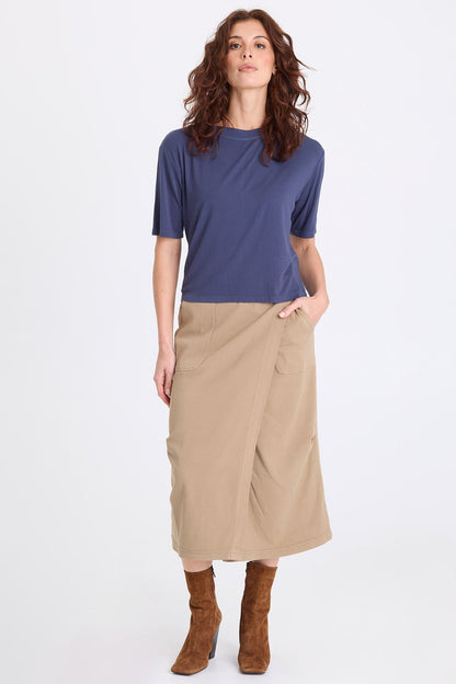 Nonus Jersey Short Sleeve Dropped Shoulder Top Bluestone - XCVI
