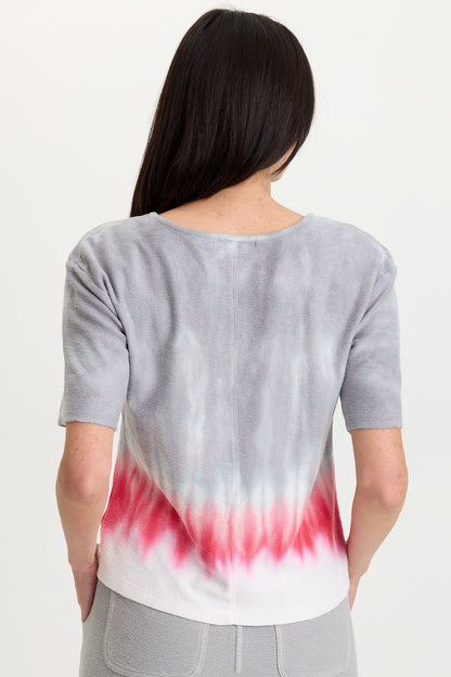 Lorn 100% Cotton Crepe Knit Short Sleeve V-Neck Tee Paradox Wash Magma - XCVI