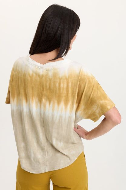 Lyra Slub Jersey Dolman Sleeve Raw-Edge Boatneck Tee Paradox Wash Radiance - XCVI