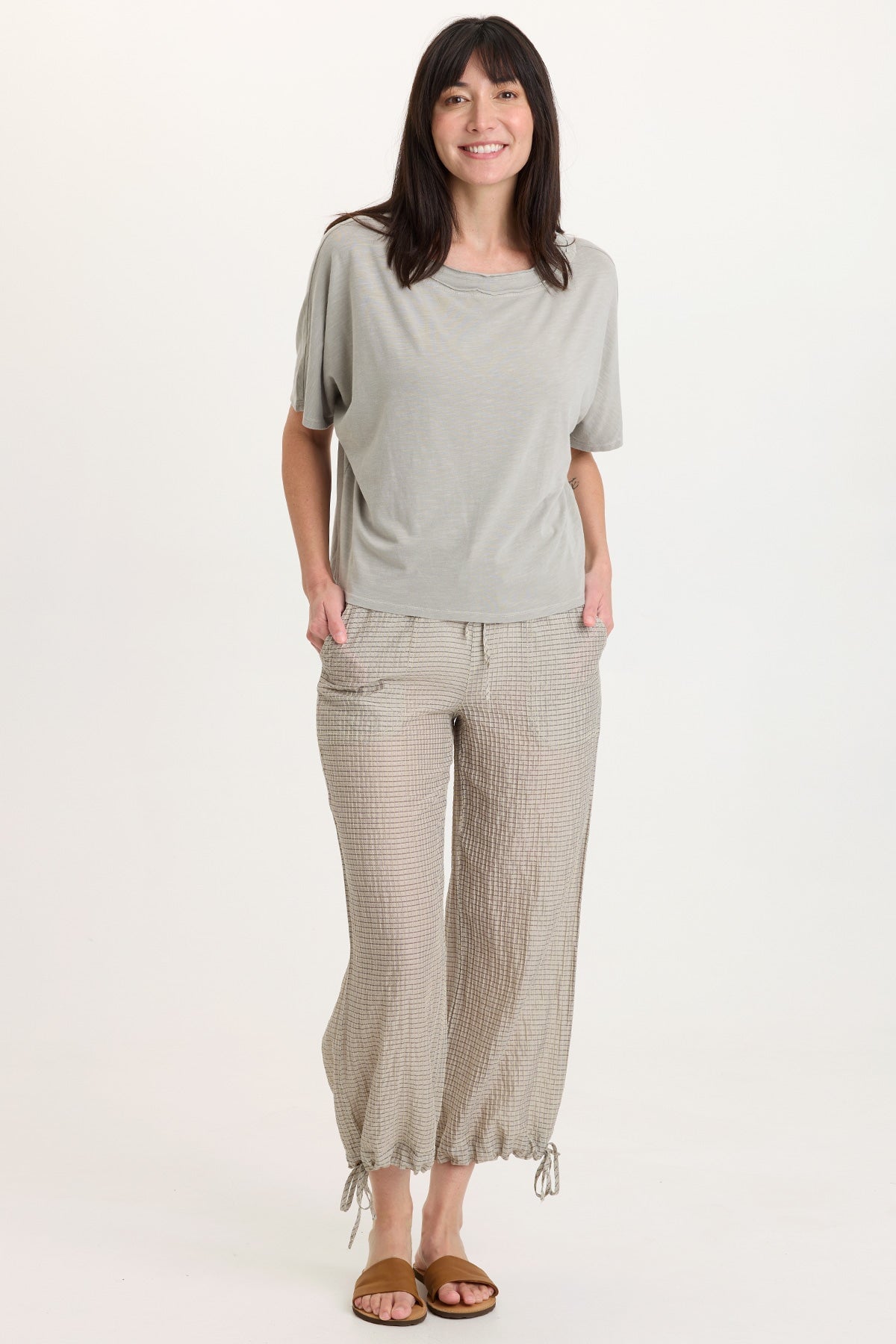 Lyra Slub Jersey Dolman Sleeve Raw-Edge Boatneck Tee Whitecap Pigment - XCVI