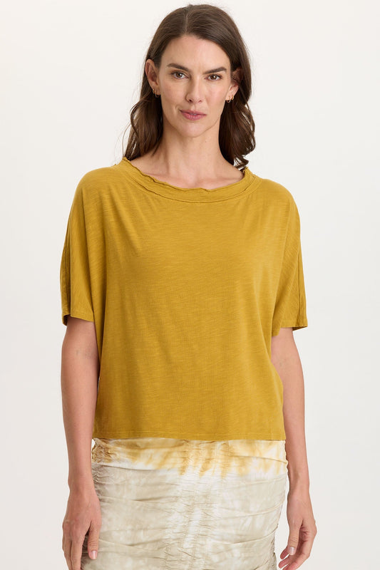 Lyra Slub Jersey Dolman Sleeve Raw-Edge Boatneck Tee Radiance Pigment - XCVI