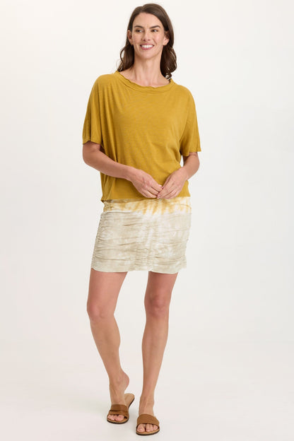 Lyra Slub Jersey Dolman Sleeve Raw-Edge Boatneck Tee Radiance Pigment - XCVI