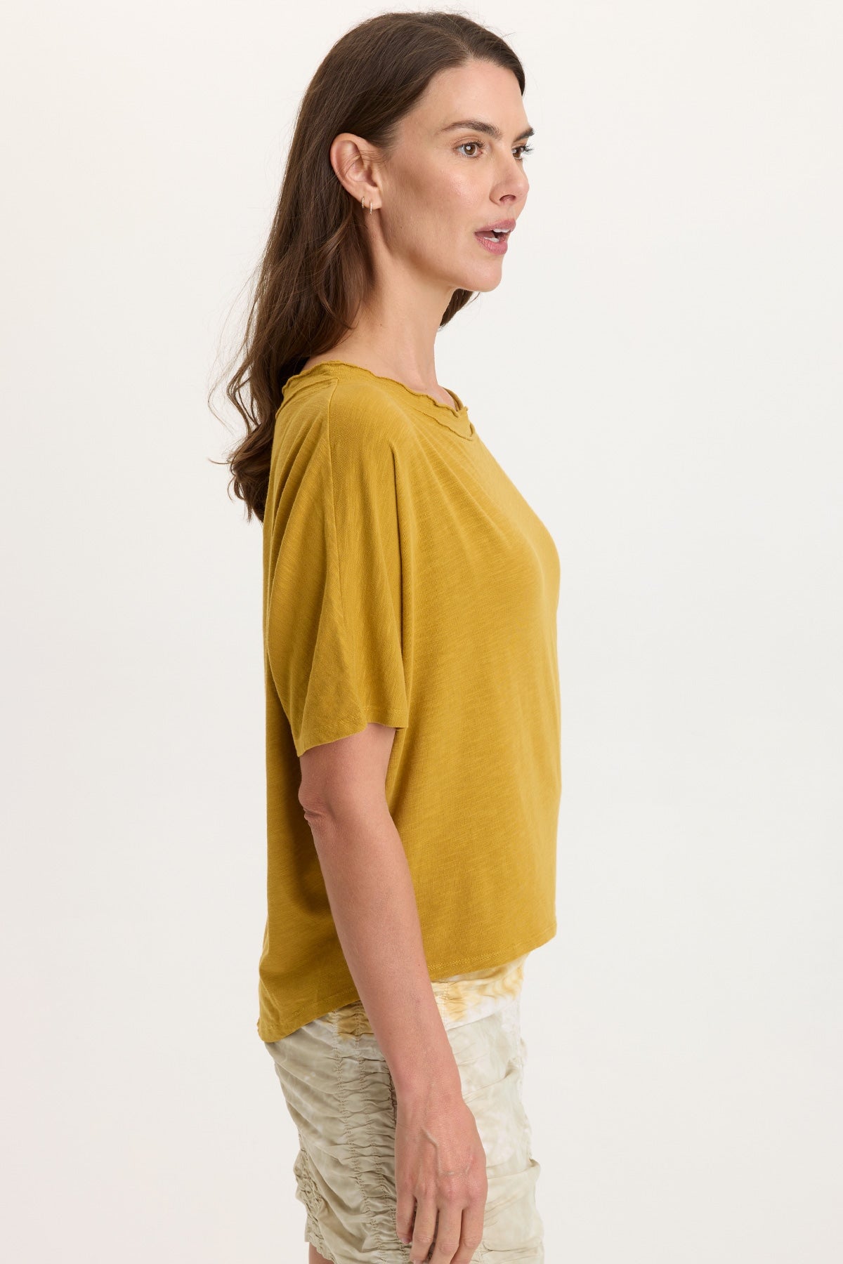 Lyra Slub Jersey Dolman Sleeve Raw-Edge Boatneck Tee Radiance Pigment - XCVI