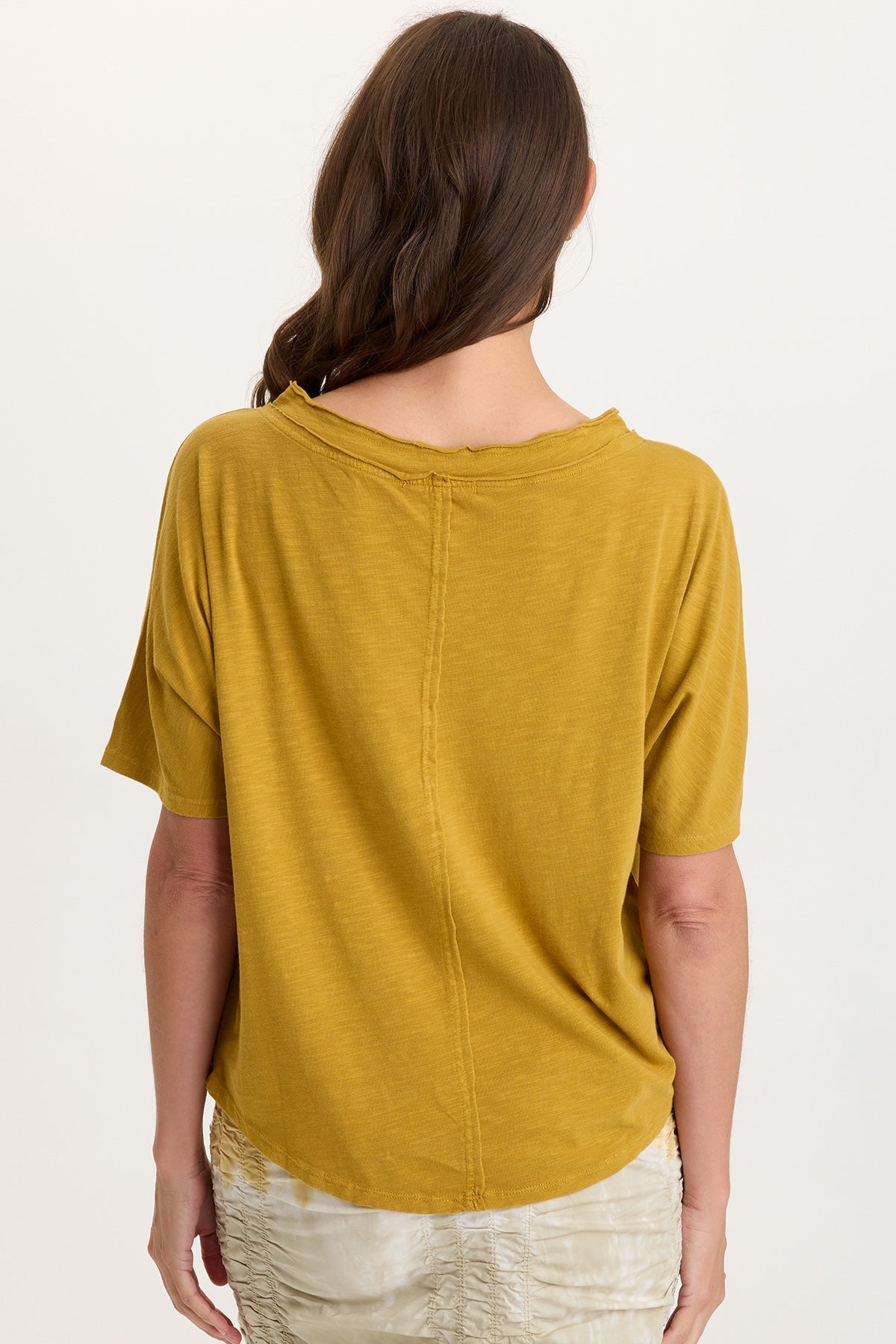 Lyra Slub Jersey Dolman Sleeve Raw-Edge Boatneck Tee Radiance Pigment - XCVI