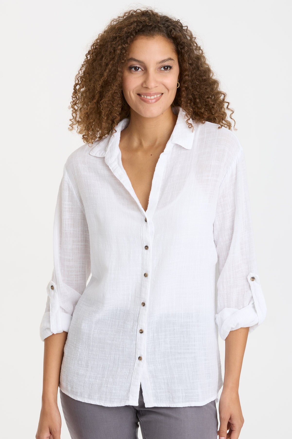 Porter Blouse in White White - XCVI