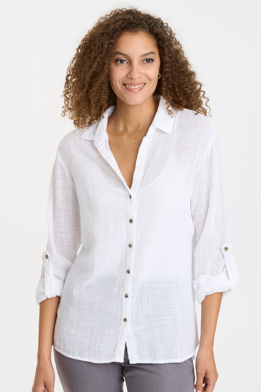 Porter Blouse in White White - XCVI