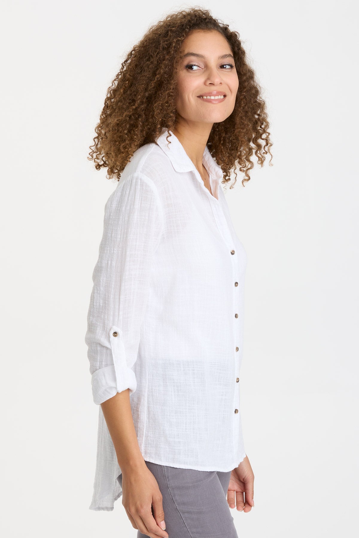 Porter Blouse in White White - XCVI