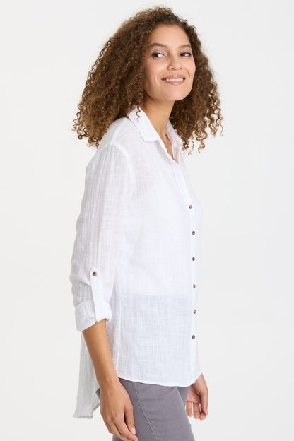 Porter Blouse in White White - XCVI