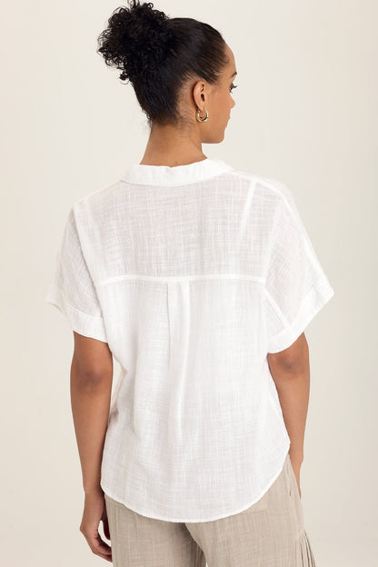 Gauze Teagan Tie Top in White White - XCVI