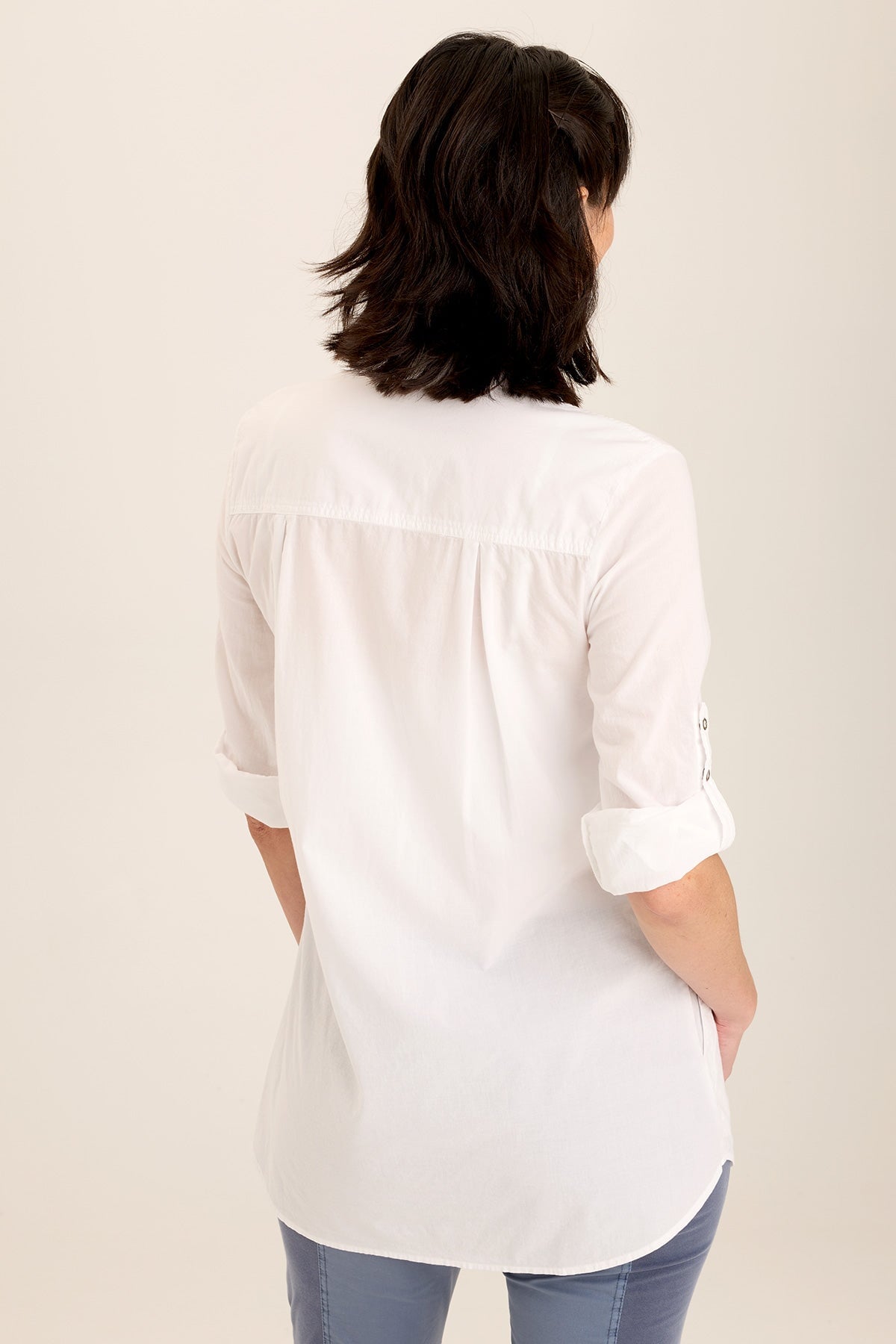 Reporter Soft Voile Button-Down Blouse in White White - XCVI