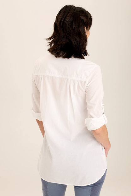 Reporter Soft Voile Button-Down Blouse in White White - XCVI