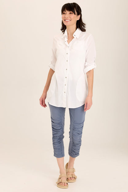 Reporter Soft Voile Button-Down Blouse in White White - XCVI