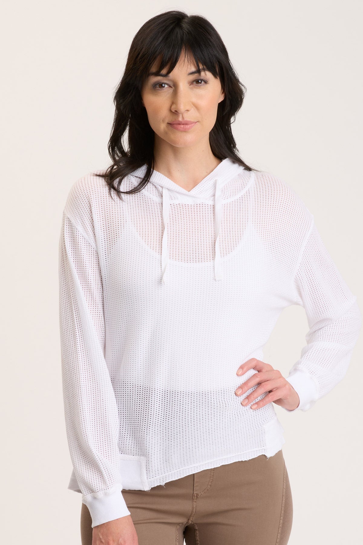 Mesh Sidel Hoodie in White White - XCVI