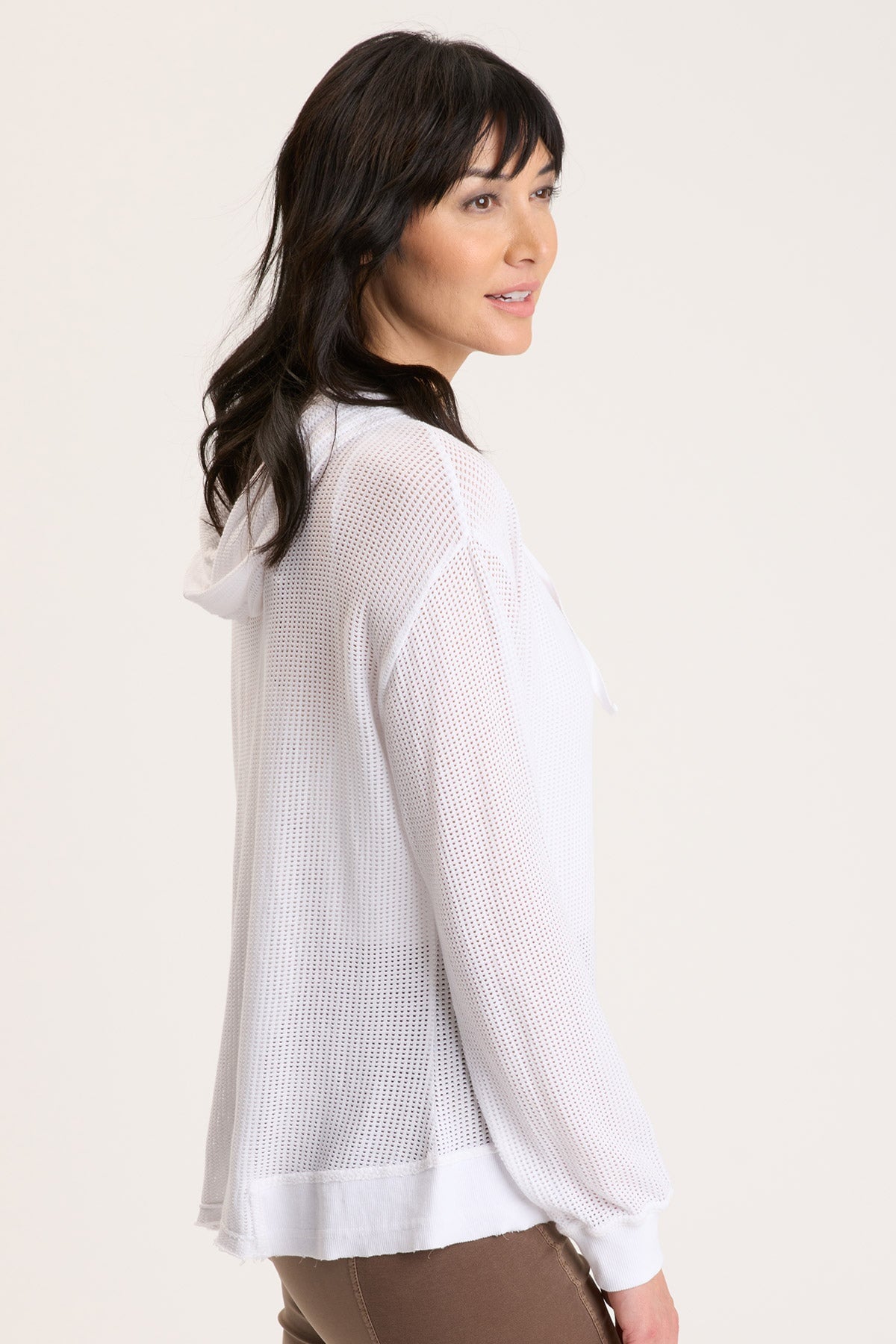 Mesh Sidel Hoodie in White White - XCVI