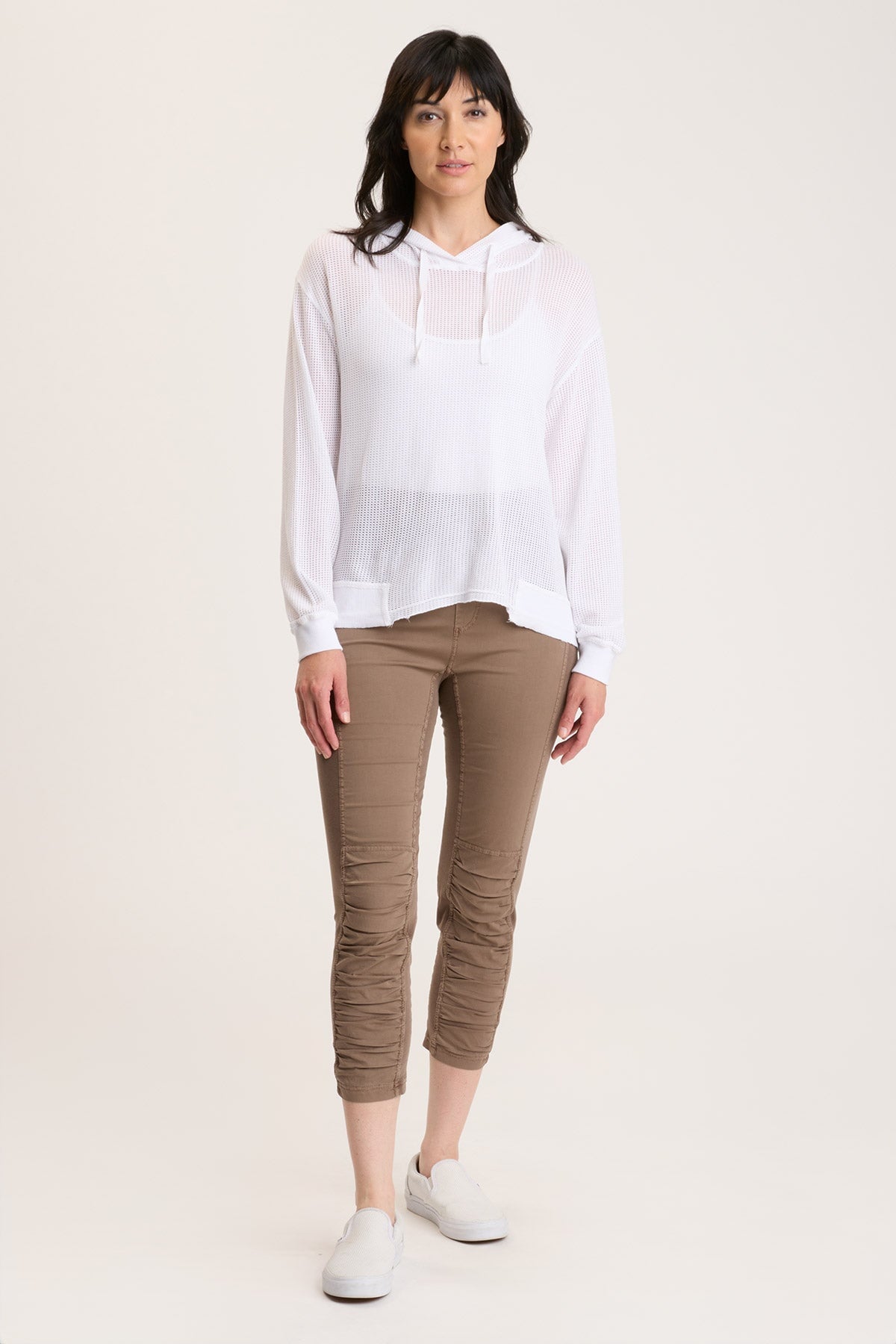 Mesh Sidel Hoodie in White White - XCVI