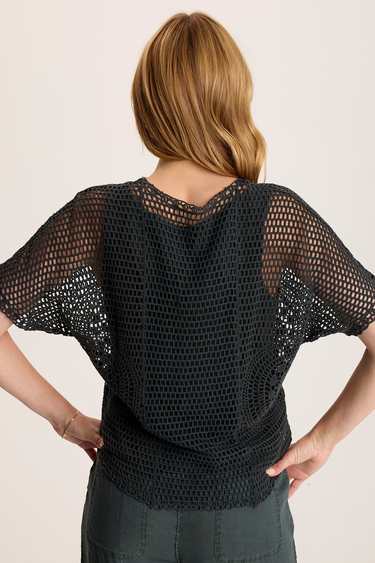 Centre Crochet Tee – Layered with Jersey Lining Silken Pine Pigment - XCVI
