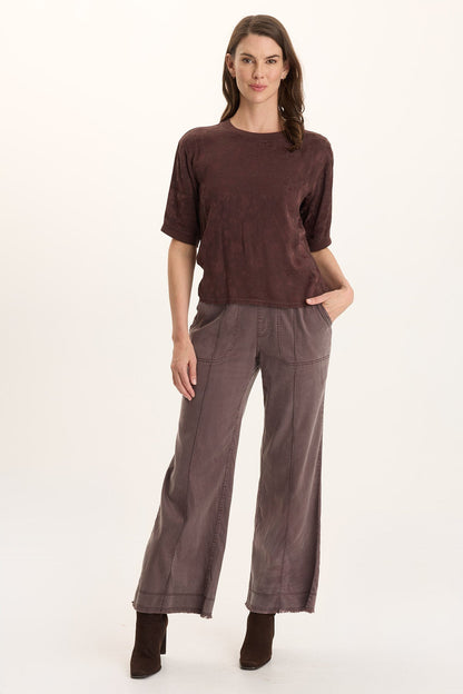 Chelan Textured Satin Embossed Relaxed Fit Top Bistro Pigment - XCVI