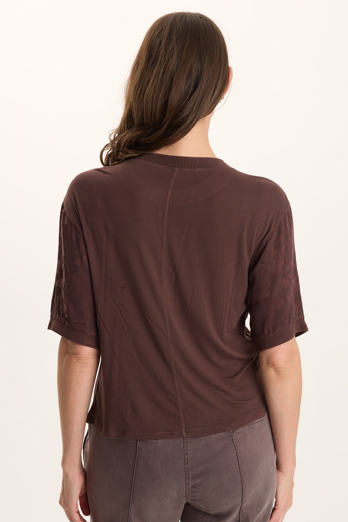 Chelan Textured Satin Embossed Relaxed Fit Top Bistro Pigment - XCVI