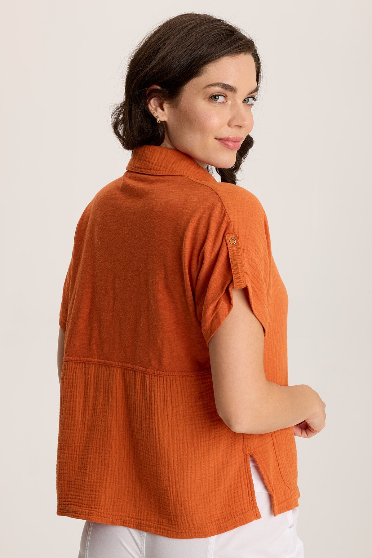 Anders Short Sleeve Collared Top Oriole - XCVI