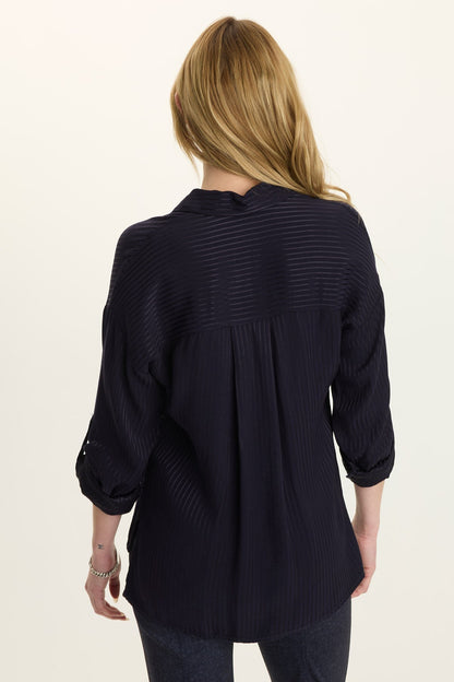 Wearables Aeson Relaxed-Fit Long-Sleeve Top Navy - XCVI