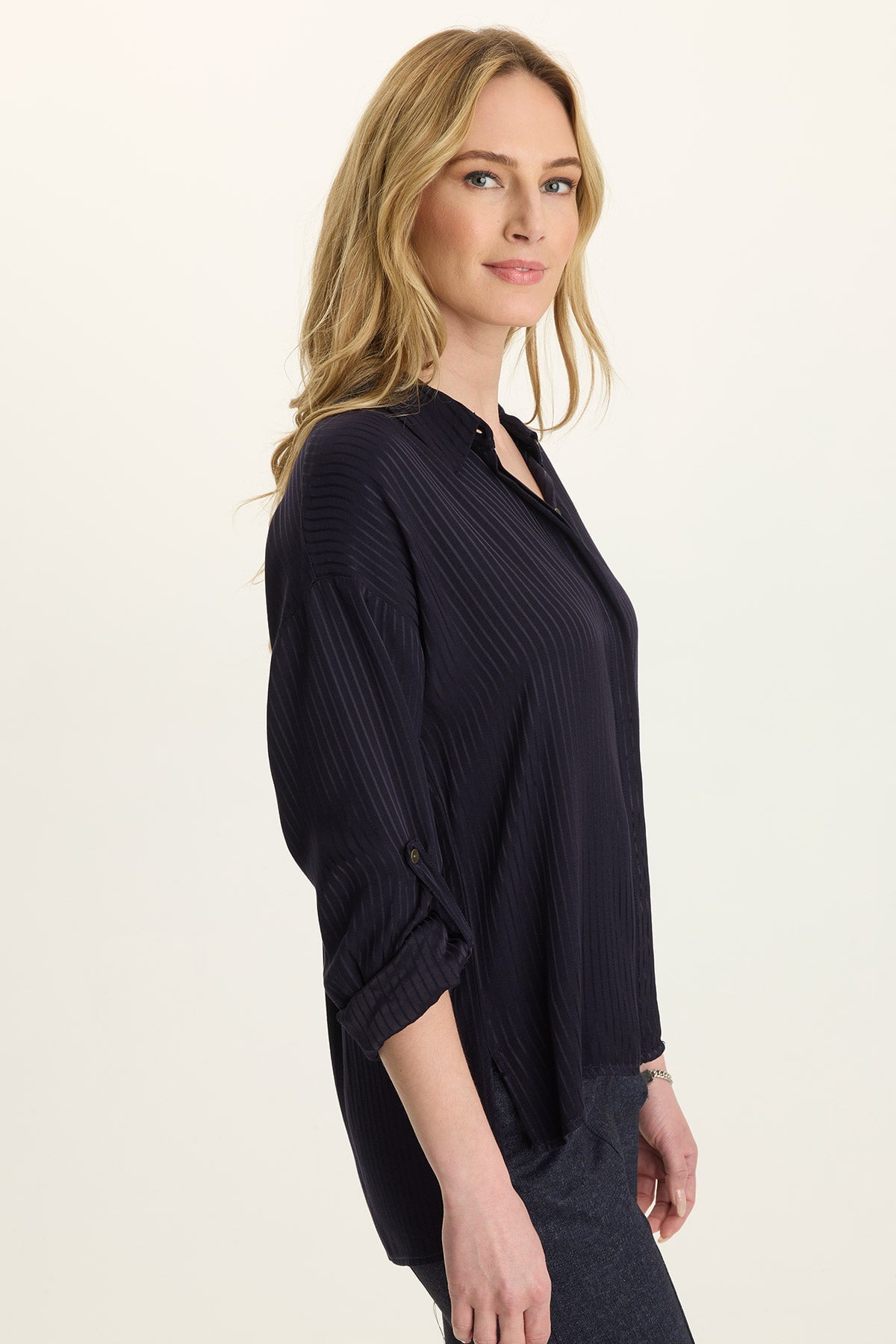 Wearables Aeson Relaxed-Fit Long-Sleeve Top Navy - XCVI