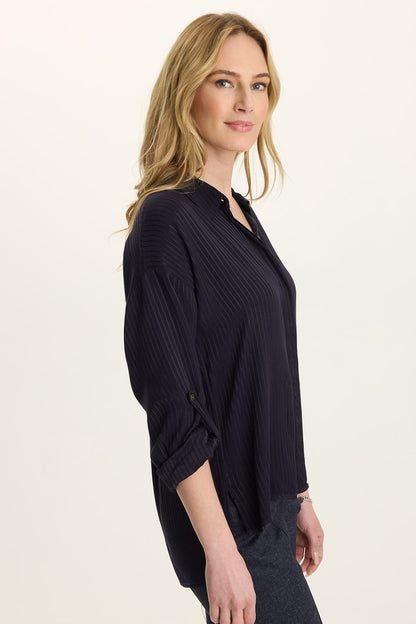 Wearables Aeson Relaxed-Fit Long-Sleeve Top Navy - XCVI