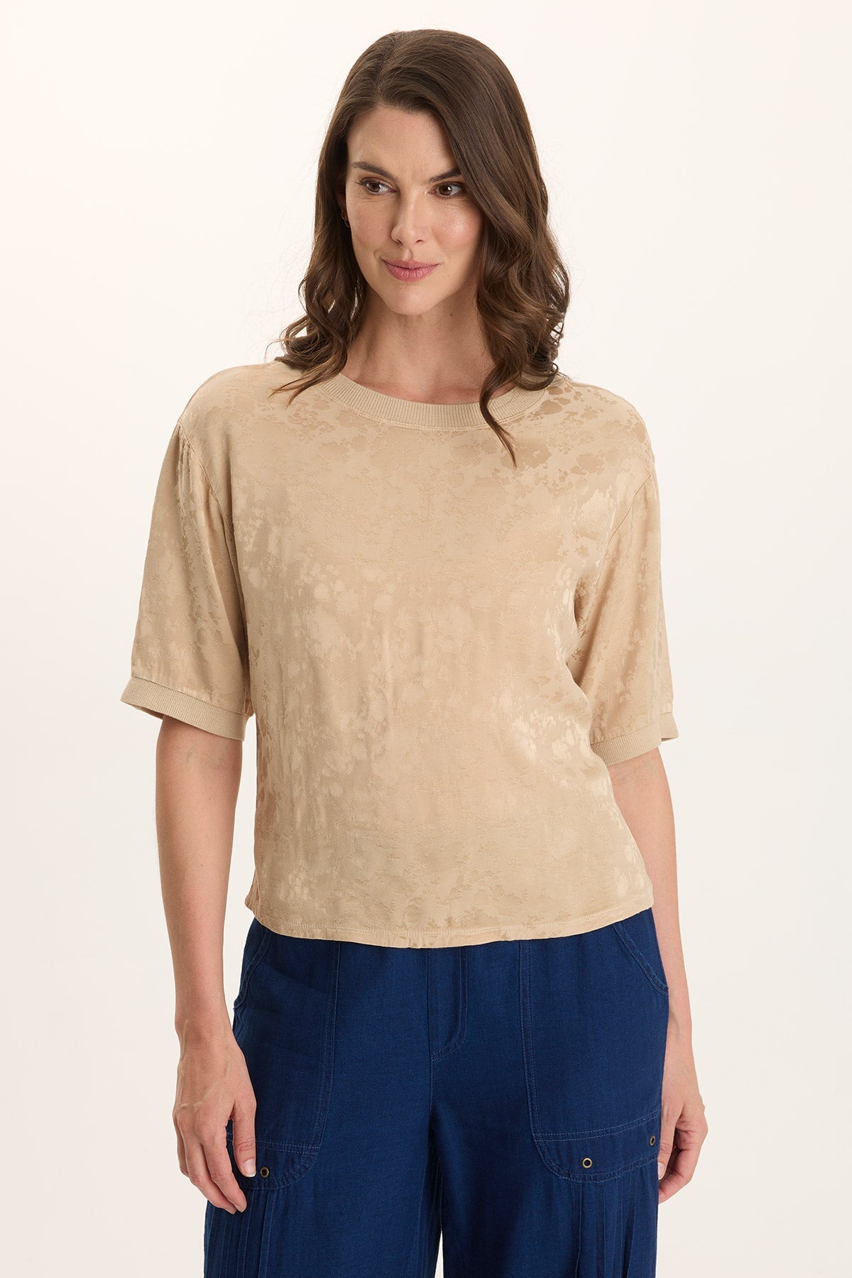 Chelan Textured Satin Embossed Relaxed Fit Top Park Avenue - XCVI