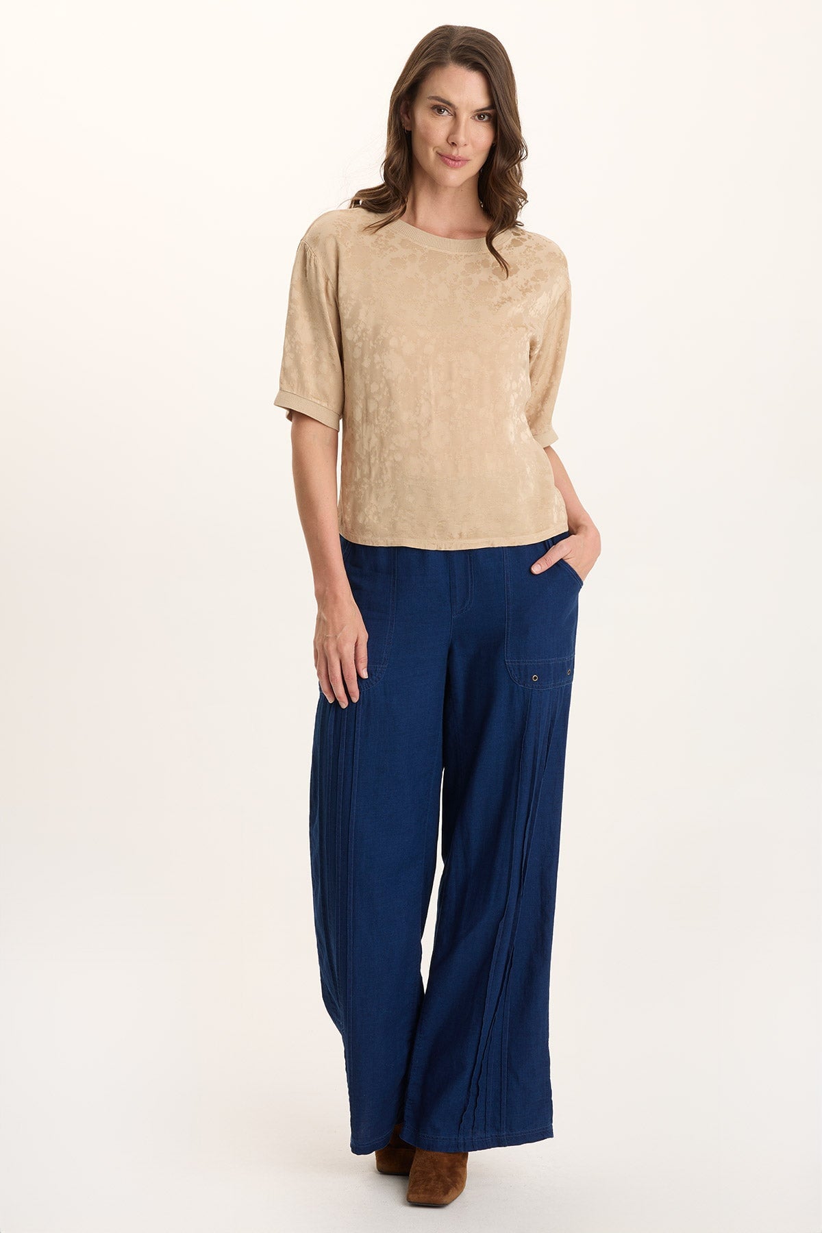 Chelan Textured Satin Embossed Relaxed Fit Top Park Avenue - XCVI