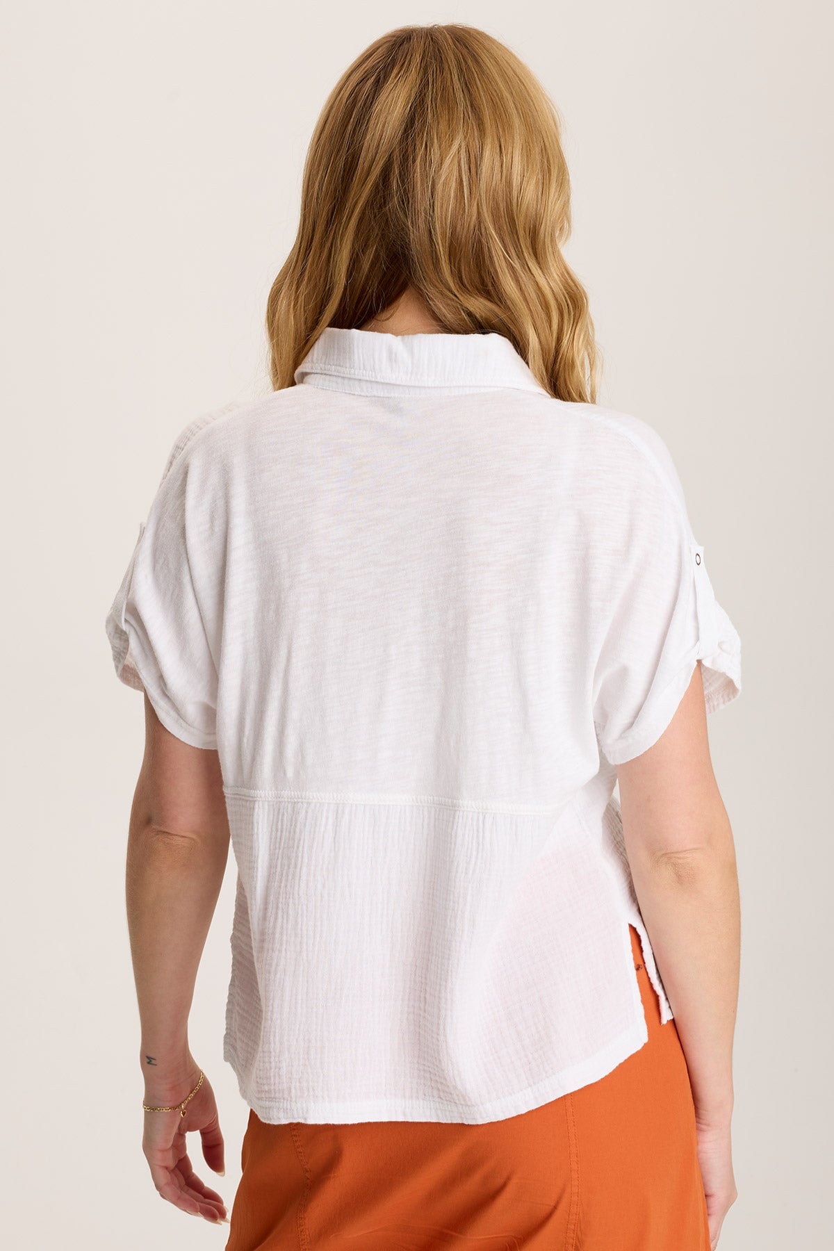 Anders Short Sleeve Collared Top White - XCVI