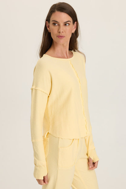 Wearables Annika Long Sleeve Boat Neck Crepe Knit Top Lunaria - XCVI