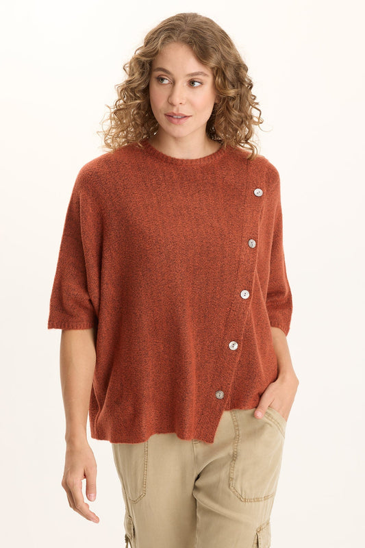 Osiris Asymmetrical Knit Sweater Poncho Sprightly Poppy - XCVI