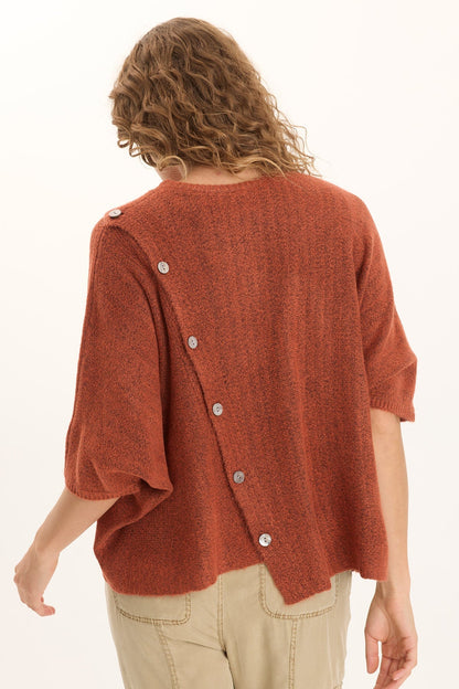Osiris Asymmetrical Knit Sweater Poncho Sprightly Poppy - XCVI