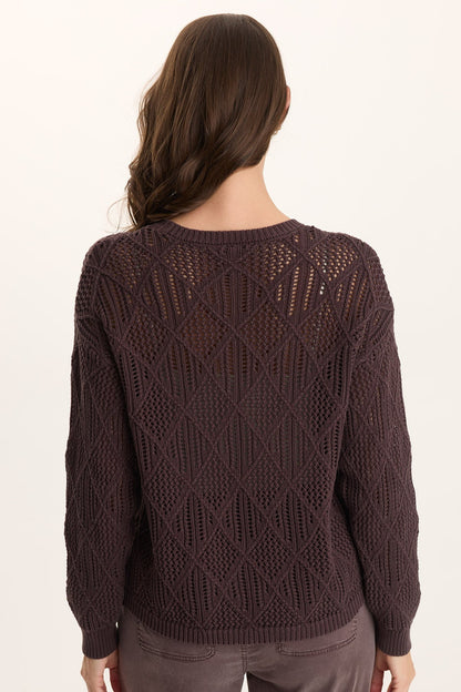 Rothwell Cotton Knit Relaxed Fit Long-Sleeve Sweater Top Bistro Pigment - XCVI