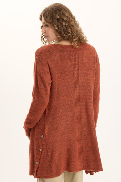 Bayek Open Front Longline Knit Cardigan Sprightly Poppy - XCVI