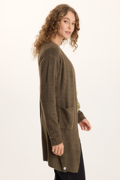Bayek Open Front Longline Knit Cardigan Chesapeake Pine - XCVI