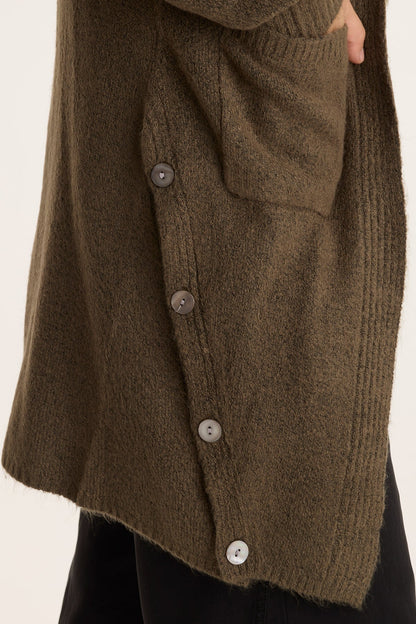 Bayek Open Front Longline Knit Cardigan Chesapeake Pine - XCVI